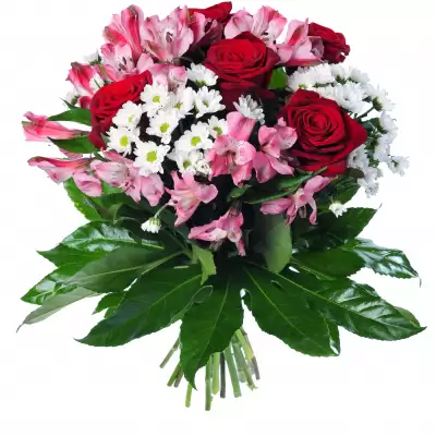 Elegant and romantic - roses, alstromeria and santini