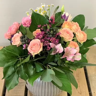 A delicate touch - cluster roses, alstromeria and eustoma